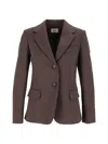 Weekend Max Mara Herringbone-pattern Jersey Jacket In Brown