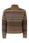 Weekend Max Mara Festoso - Jacquard Wool Jumper In Brown