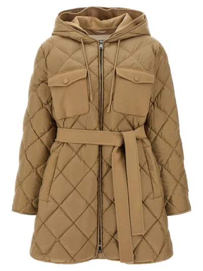 Weekend Max Mara Fidato Diamond-quilted Down Jacket In Nude