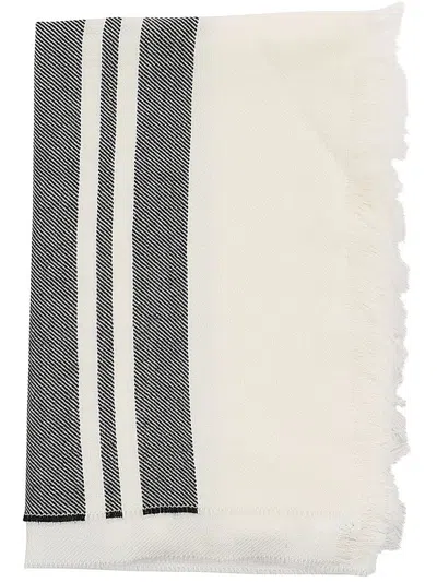 Weekend Max Mara Butterfly Patterned Fringed Edge Stole In Black