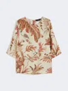 Weekend Max Mara Filippo - Printed Silk Soft Blouse In Brown