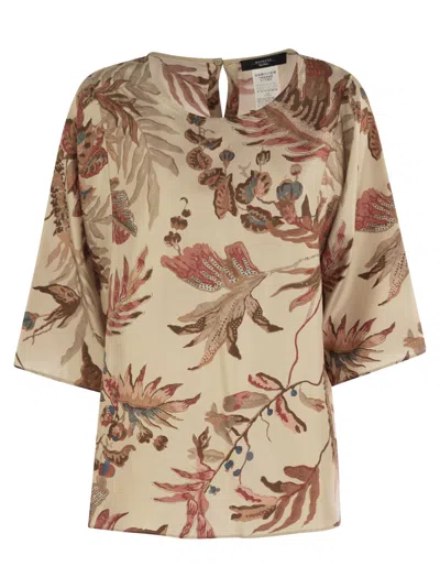 Weekend Max Mara Filippo Printed Silk Soft Blouse In Neutral