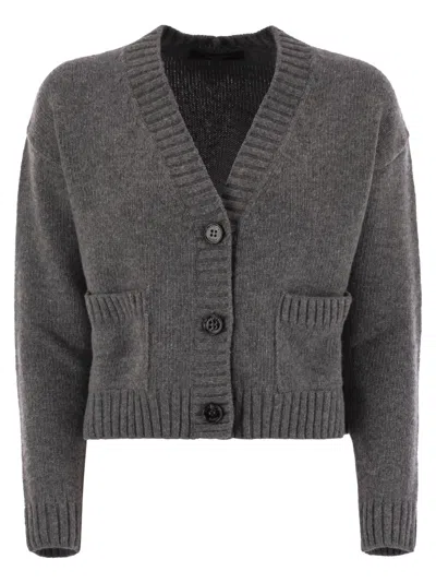 Weekend Max Mara Filmato Virgin Wool Cardigan In Gray