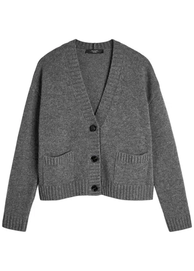 Weekend Max Mara Filmato Wool Cardigan In Gray