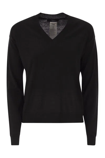 Weekend Max Mara Fiocchi - V-neck Jumper In Wool And Cashmere In Black