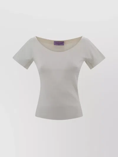 Weekend Max Mara Fitted Scoop Neck Top With Seam Detailing In White