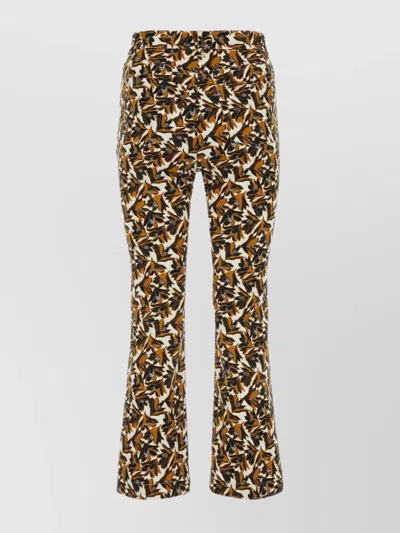 Weekend Max Mara Flared Cotton Pant Printed Waistband In Cuoio