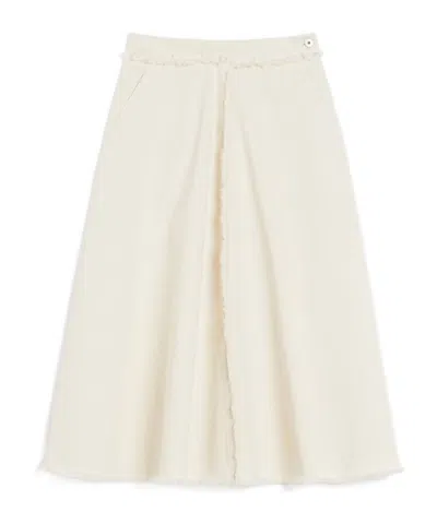 Weekend Max Mara Flared Cotton Skirt In White