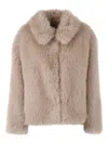 Weekend Max Mara Fleece Collared Jacket In Neutral
