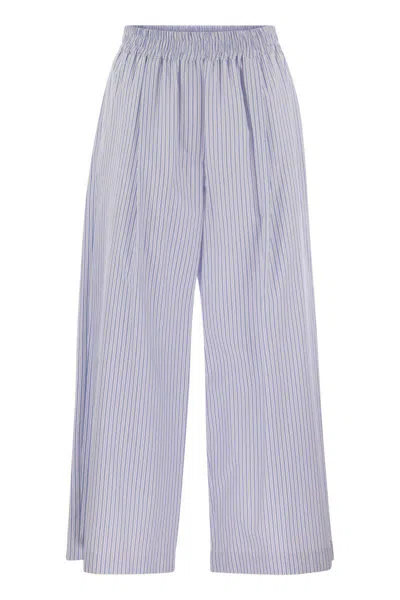 Weekend Max Mara Fleur - Cotton Satin Trousers In Blue