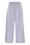 Weekend Max Mara Fleur Cotton Satin Trousers In Blue