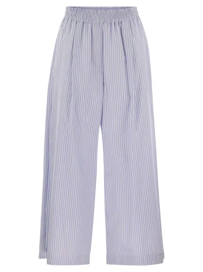 Weekend Max Mara Fleur Cotton Satin Trousers In Blue