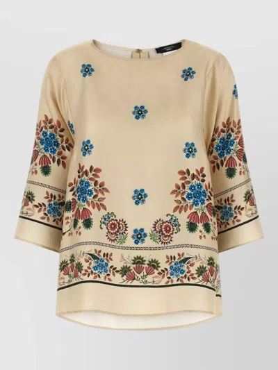 Weekend Max Mara Floral Blouse Lightweight Fabric Round Neck In Multi