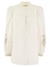 WEEKEND MAX MARA FLORAL EMBROIDERED LONG-SLEEVED SHIRT