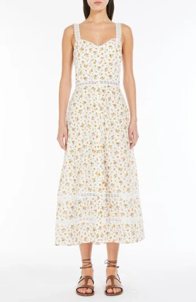Weekend Max Mara Floral Lace Detail Silk Dress In White