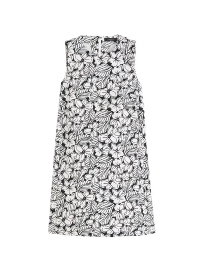 Weekend Max Mara Giallo Floral Stretch Cotton Shift Dress In White
