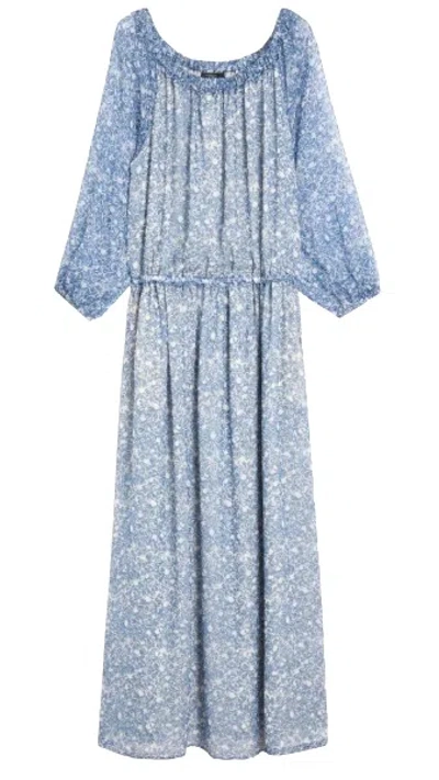 Weekend Max Mara Floral Off-shoulder Dress In Blue