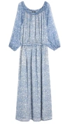 Weekend Max Mara Floral Print Off-shoulder Maxi Dress In Blue