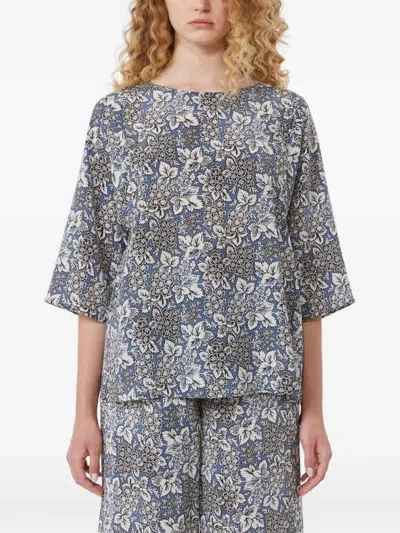 Weekend Max Mara Floral-pattern Blouse In Gray