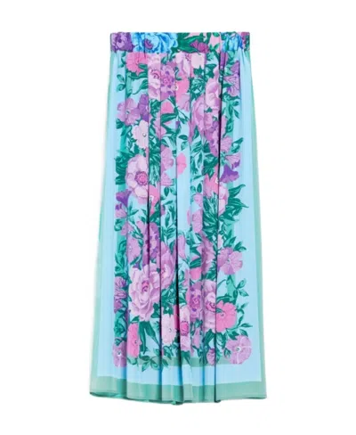 Weekend Max Mara Woman Midi Skirt Turquoise Size 12 Silk In Blue
