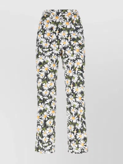 WEEKEND MAX MARA FLORAL PATTERN STRETCH COTTON PANTS