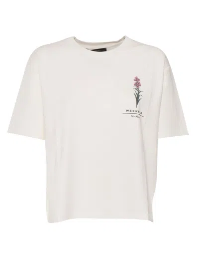 Weekend Max Mara Floral Patterned Crewneck T-shirt In White