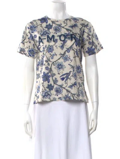 Pre-owned Weekend Max Mara Floral Print Bateau Neckline T-shirt In Neutral