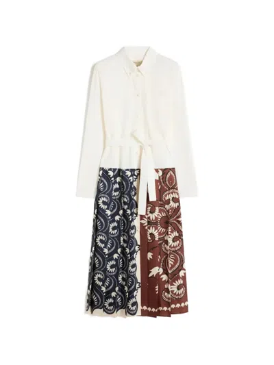 Weekend Max Mara Printed Cotton And Twill Shirt Dress In White