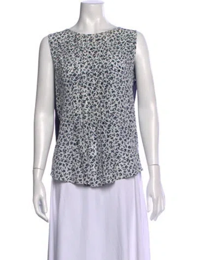 Pre-owned Weekend Max Mara Floral Print Crew Neck Blouse In Black