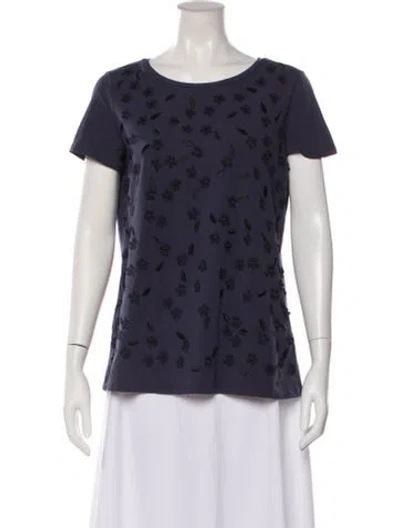 Pre-owned Weekend Max Mara Floral Print Crew Neck Sweater In Blue