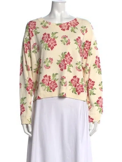 Pre-owned Weekend Max Mara Floral Print Crew Neck Sweater In Multicolor