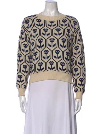 Pre-owned Weekend Max Mara Floral Print Crew Neck Sweater In Neutrals