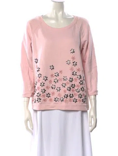 Pre-owned Weekend Max Mara Floral Print Crew Neck Sweatshirt In Pink