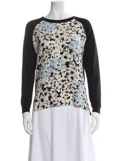 Pre-owned Weekend Max Mara Floral Print Crew Neck Top In Multi
