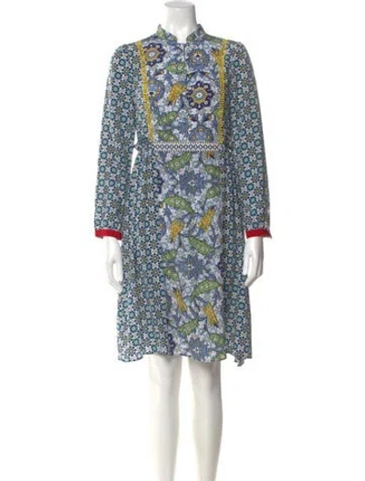 Pre-owned Weekend Max Mara Floral Print Knee-length Dress In Blue