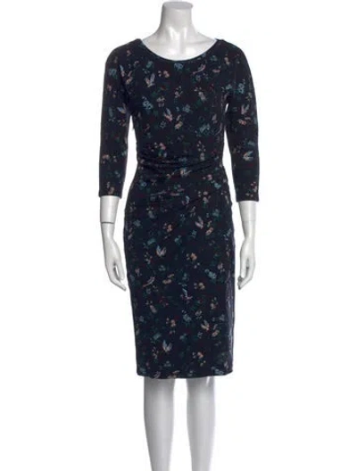 Pre-owned Weekend Max Mara Floral Print Knee-length Dress In Blue