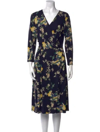 Pre-owned Weekend Max Mara Floral Print Knee-length Dress In Blue