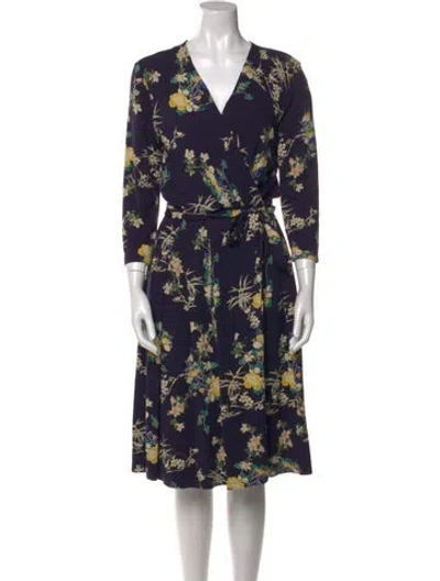 Pre-owned Weekend Max Mara Floral Print Knee-length Dress In Blue