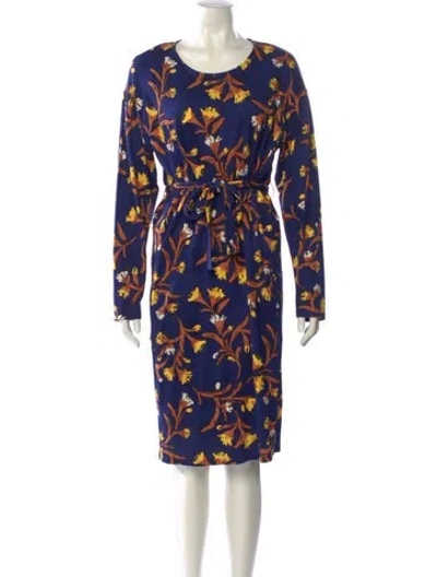 Pre-owned Weekend Max Mara Floral Print Knee-length Dress In Blue