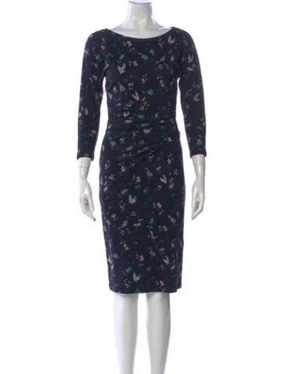 Pre-owned Weekend Max Mara Floral Print Knee-length Dress In Blue