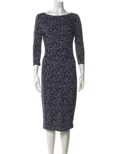 Pre-owned Weekend Max Mara Floral Print Knee-length Dress In Blue