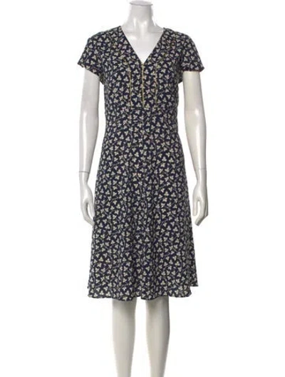 Pre-owned Weekend Max Mara Floral Print Knee-length Dress In Blue
