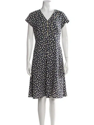 Pre-owned Weekend Max Mara Floral Print Knee-length Dress In Blue