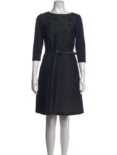 Pre-owned Weekend Max Mara Floral Print Knee-length Dress In Blue