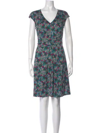 Pre-owned Weekend Max Mara Floral Print Knee-length Dress In Green