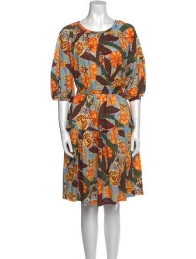 Pre-owned Weekend Max Mara Floral Print Knee-length Dress In Green