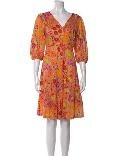 Pre-owned Weekend Max Mara Floral Print Knee-length Dress In Pink