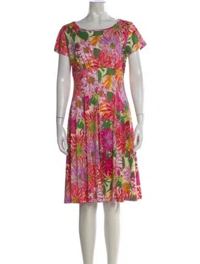 Pre-owned Weekend Max Mara Floral Print Knee-length Dress In Pink