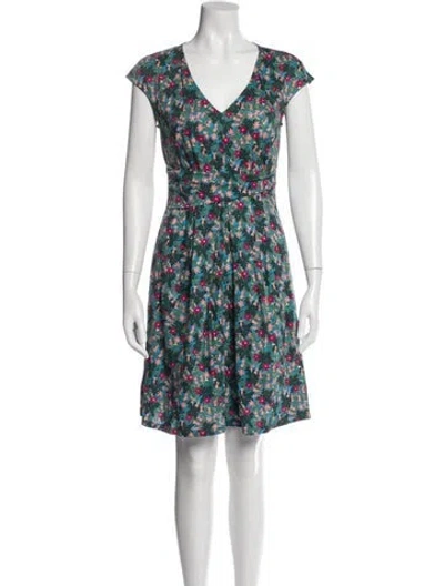 Pre-owned Weekend Max Mara Floral Print Knee-length Dress W/ Tags In Blue
