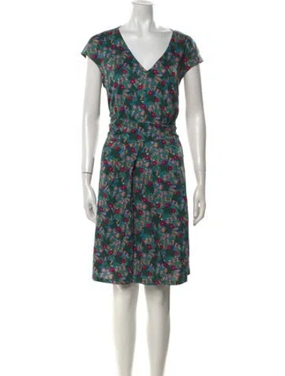 Pre-owned Weekend Max Mara Floral Print Knee-length Dress W/ Tags In Green
